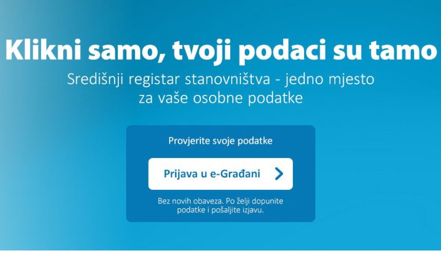 Poziv građanima na provjeru podataka u Središnjem registru stanovništva
